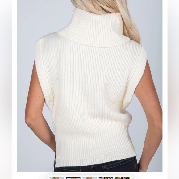 Cider old money Preppy Turtle Knit Sleeveless Cream Sweater Vest - Picture 3 of 10